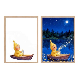 星星人周边镜子灯光画治愈系动漫发光礼物画送朋友卧室音响小夜灯