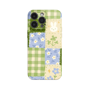 清新绿格子~春天菲林ins适用iPhone16/15promax手机壳新华为pura70苹果13小米15/14畅享70vivoS19软iqooneo10
