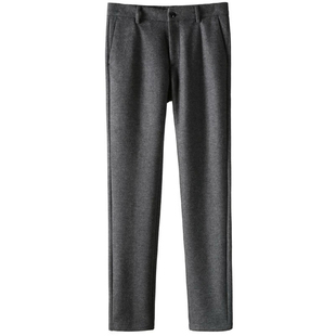 御寒保暖羊毛男裤 冬季厚款修身商务羊毛呢长裤 男士百搭休闲裤子