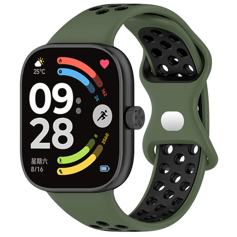 适用红米watch6/5/4手表6表带双色硅胶一体专用快拆表带小米手环9pro/10Pro透气运动款腕带8PRO防水防汗配件