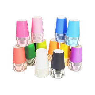 一次性纸杯子加厚DIY纸杯手工纸杯纯色早教幼儿园儿童混装彩色