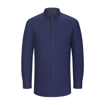 乔治白春秋季男士长袖衬衫通勤休闲方领微弹衬衣修身混纺上衣