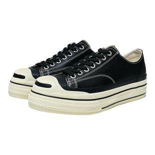 TC MADE 017 牛皮拼接硫化鞋 厚底 增高 低帮 日系开口笑帆布鞋