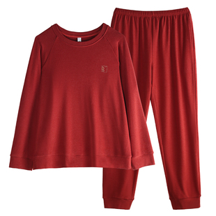 轩靓本命年睡衣女冬季保暖德绒棉长袖冬款红色家居服薄绒大码套装