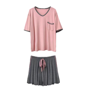 睡衣女夏莫代尔棉薄款短袖短裤夏天休闲可外穿两件套家居服套装