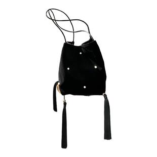 小众设计串珠流苏新中式单肩手提包大容量时尚搭配女包黑色丝绒包