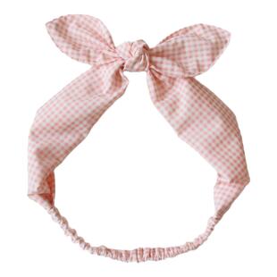 韩版婴儿发带女宝宝粉色格子可爱蝴蝶结头饰女童百搭亲子母女发箍