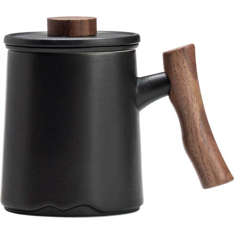 陶瓷胡桃木日式男女马克杯泡茶杯