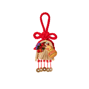 乔迁之喜扫把簸箕挂件装饰门把手万字结挂饰搬家入户新居布置新年