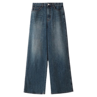 FACADE PATTERN韩国25秋冬经典宽牛仔裤高腰做旧直筒裤MUSINSA