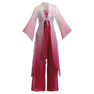 女古典舞演出服中国风扇子舞蹈服古风长衫纱衣飘逸光亮万疆舞蹈服