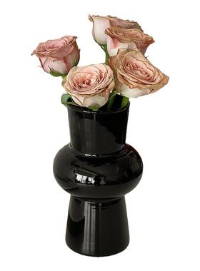 中古玻璃花瓶客厅插花水培复古高级感家居餐桌摆件网红设计感装饰