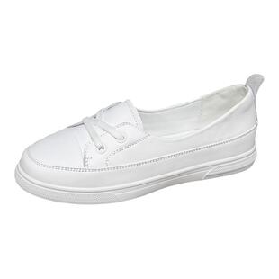 头层牛皮浅口小白鞋女鞋配裙子秋季新款休闲百搭板鞋运动平底单鞋