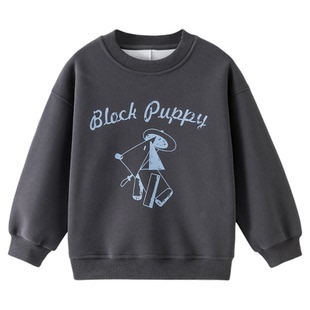 男童加绒卫衣秋冬款2025冬装新款儿童加绒加厚一体绒保暖拼接上衣