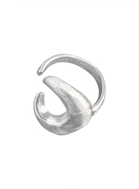 Dopamine Vault」栀暖.999足银简约磨砂质感月亮高级感百搭戒指女