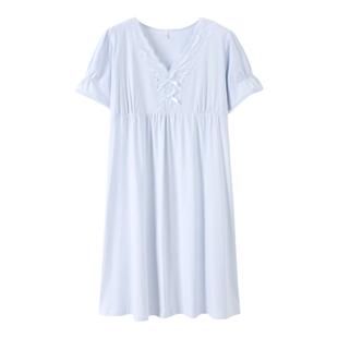 睡裙女款夏季纯棉短袖2026新款夏天长款孕妇大码夏款高级感睡衣裙