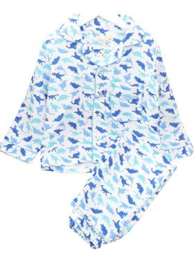 儿童春夏纯棉翻领男孩家居服恐龙