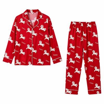 真丝本命年马印花女睡衣礼盒装