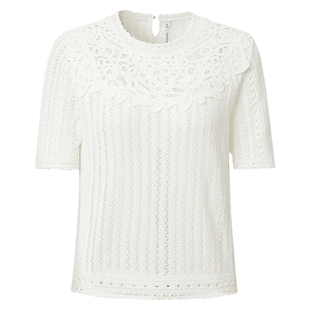 VGRASS女装维格娜丝镂空针织衫夏季桑蚕丝亚麻手钩叠绣波嬉风