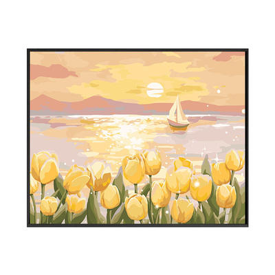 郁金香画画填色diy手绘数字油画