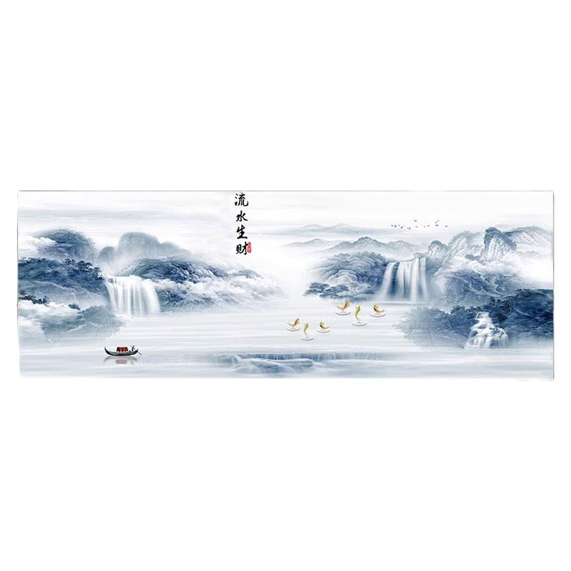 旭日东升十字绣2023新款线绣流水生财客厅风景画自己绣满绣山水画