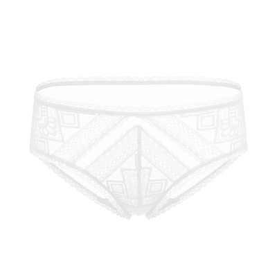 纯棉裆底透气网纱中腰平角裤