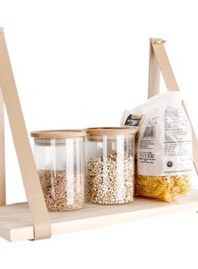 创意简约皮革置物架背景墙