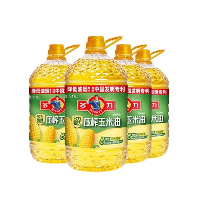 【官方旗舰店】多力食用油低油烟非转基因压榨玉米胚芽油5.17L*4