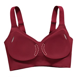 本命年大红新款无痕内衣提拉镂空小胸聚拢立体杯美背运动红色套装