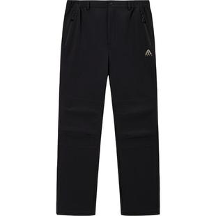 安踏软壳裤男款2025秋冬季户外伞兵裤登山耐磨防风保暖加绒长裤