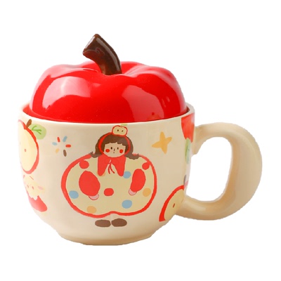 舍里可爱陶瓷带盖办公室水杯