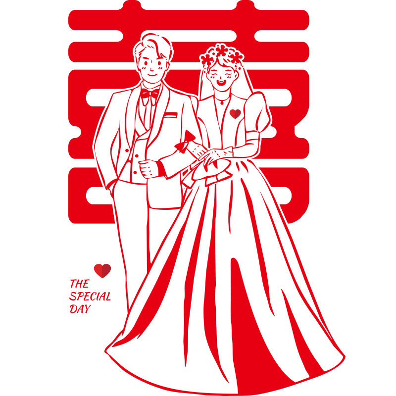 创意结婚喜字静电贴纸婚房布置女方陪嫁玻璃窗户喜帖婚礼用品窗花