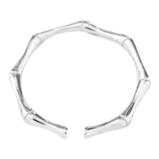 足银s9999情侣竹节戒指纯银素面开口指环生日送礼物男女款ins对戒