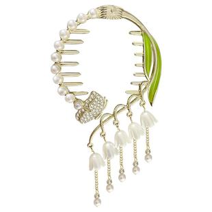 古风铃兰花流苏发夹丸子头固定神器抓夹女高级感发扣半扎盘发发抓