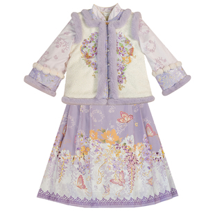 女童拜年服2026新款明制汉服冬装喜庆女孩新年唐装儿童国风过年服