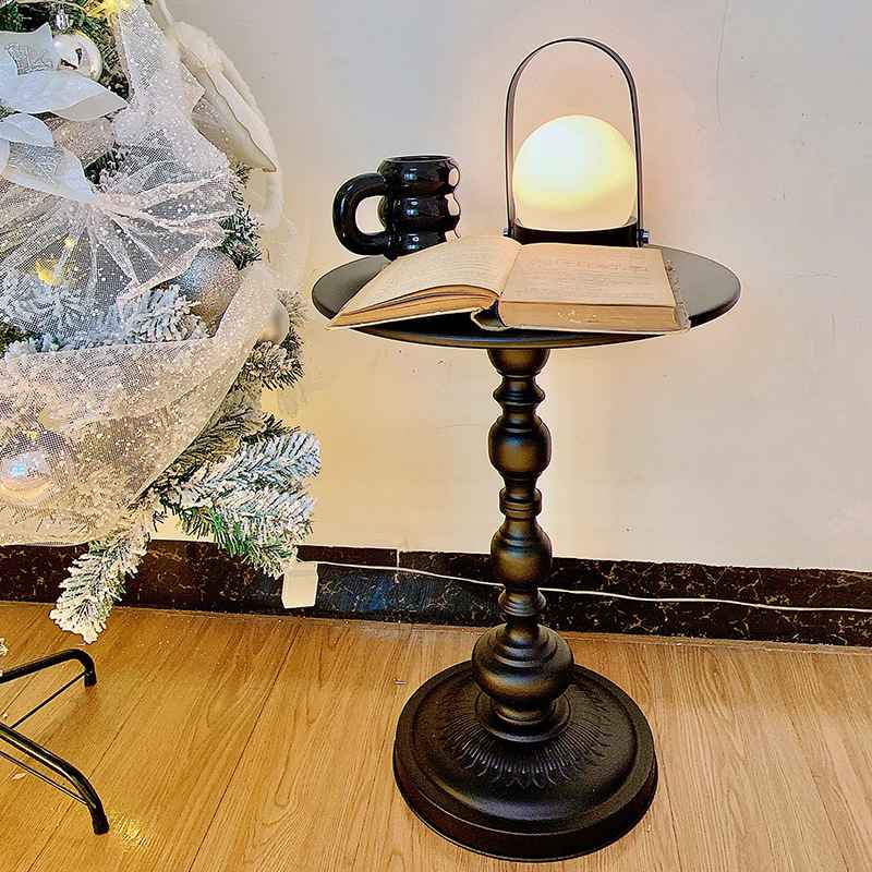 复古沙发边几客厅小柜圆桌小户型床头柜定制茶几小边黑色铁艺简约