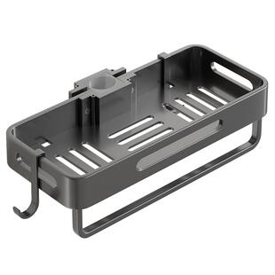 花洒杆置物架免打孔卫生间淋浴架子升降杆收纳架浴室沐浴露托盘