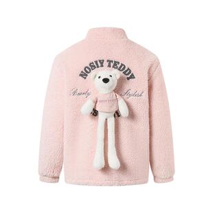 NOISY TEDDY 25年冬季新款时尚潮流羊羔毛儿童可爱立体熊棉服外套