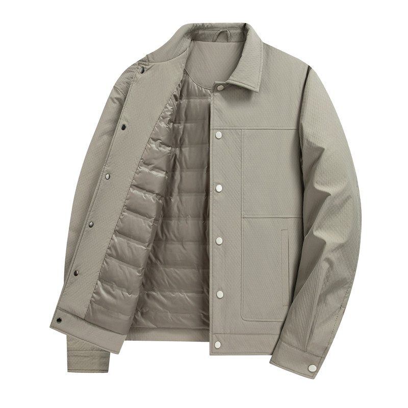 【90%鸭绒】圣得西轻薄羽绒服男2025冬季新款翻领夹克羽绒外套男