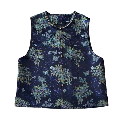 新中式国风100%桑蚕丝马甲