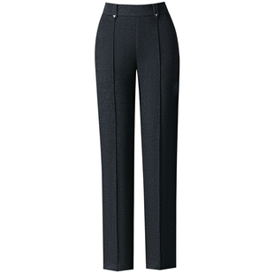 雅鹿人字纹毛呢直筒裤2025新款流行女士加绒裤子女冬季加厚羊毛裤