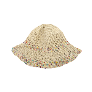 草帽女夏海边沙滩旅游防晒帽度假大檐草编渔夫帽镂空彩色遮阳帽子
