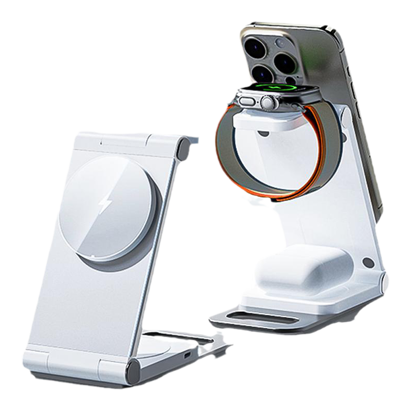 三合一多功能无线磁吸充电器适用苹果15ProMax耳机Pro2代applewatch手表AirPods耳iWatchS9折叠支架快充座