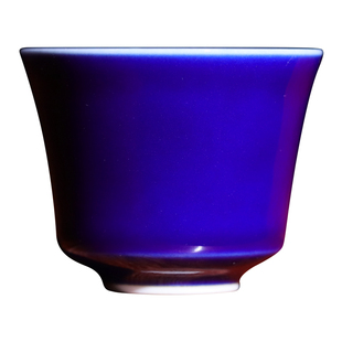 宏韵茶坊正品台湾晓芳窑霁蓝菊泉杯全手工复古茶具中式陶瓷主人杯