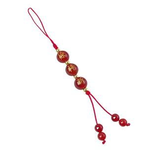 定制红玛瑙刻名字珠子手机链红绳编织钥匙扣包包挂件男女情侣饰品