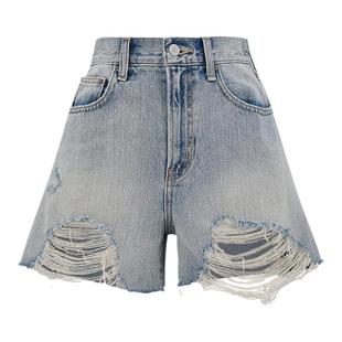 SLY 夏季新品街头颓废风破洞烂边高腰牛仔短裤038HSL11-2910