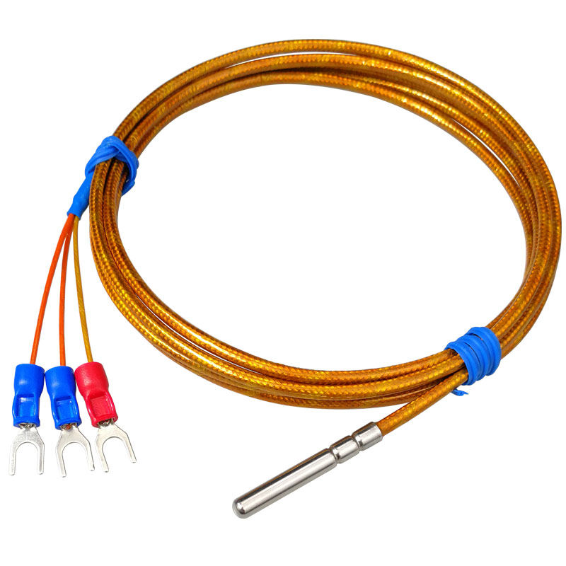 Pt100防水耐高温350℃温度传感器聚醯亚胺线滚口封装探头铂热电阻