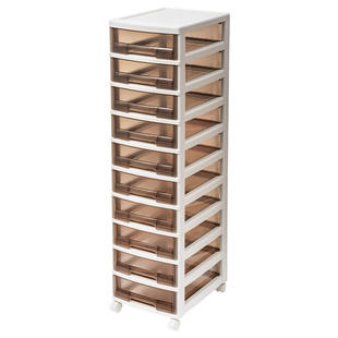 文件收纳箱抽屉式塑料储物盒多层化妆品办公室整理置物架移动带轮