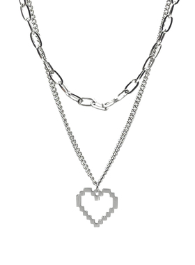 crivla欧美风马赛克形女爱心项链