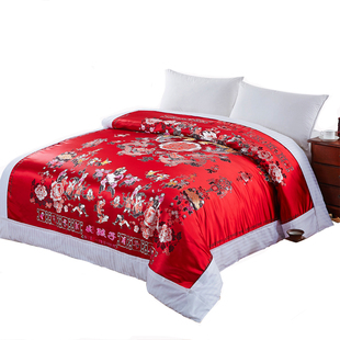 婚庆杭州丝绸七彩织锦缎软缎结婚被套绸锻龙凤百子被面子结婚被罩